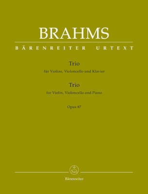 Baerenreiter Verlag - Trio, Op.87 - Brahms/Hogwood - Violin/Cello/Piano - Score/Parts