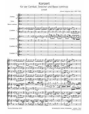 Concerto in A minor, BWV 1065 - Bach - 4 Harpsichords/Strings - Score