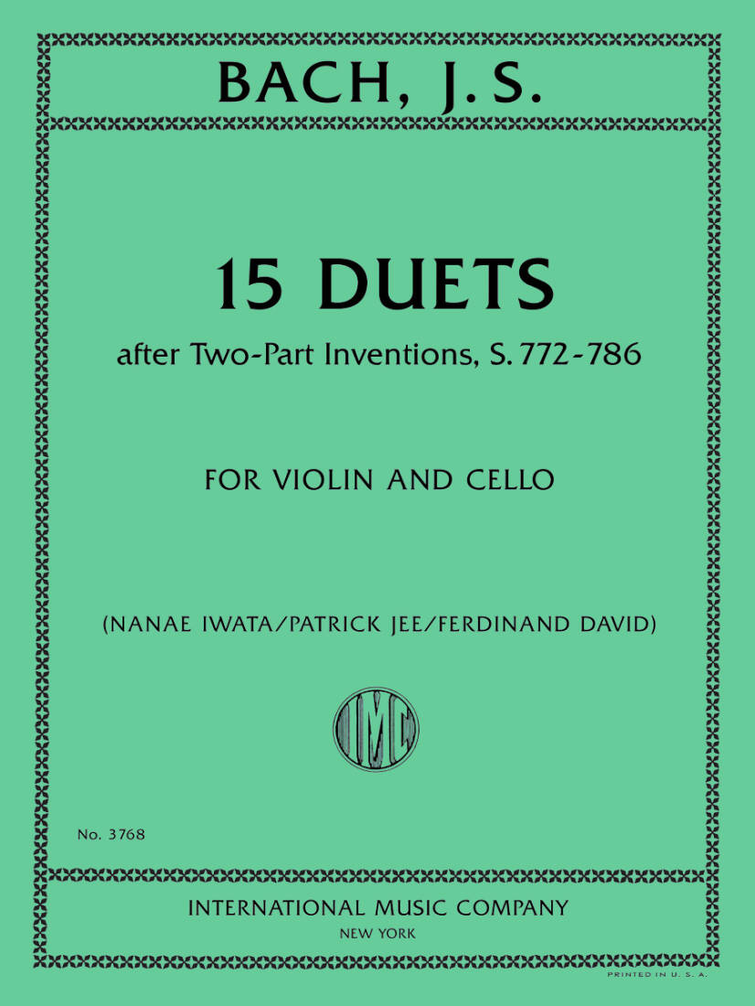 15 Duets after Two-Part Inventions, S. 772-786 - Bach /David /Jee /Iwata - Violin, Cello Duets - Book