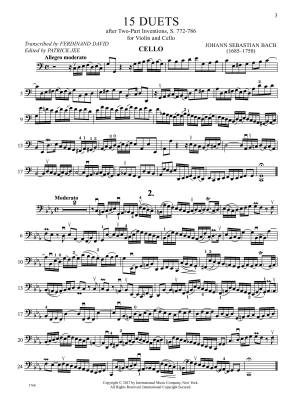 15 Duets after Two-Part Inventions, S. 772-786 - Bach /David /Jee /Iwata - Violin, Cello Duets - Book