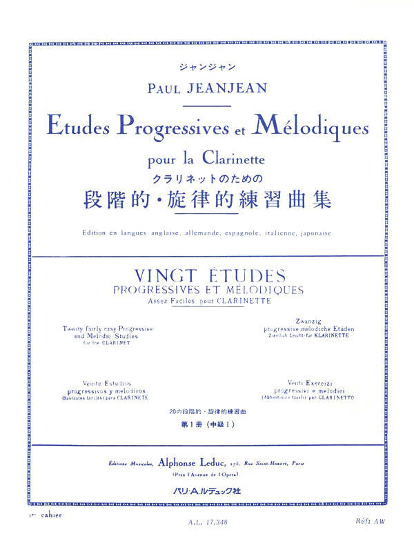 Vingt Etudes Progressives et Melodiques, Volume 1 - Jeanjean - Clarinet - Book