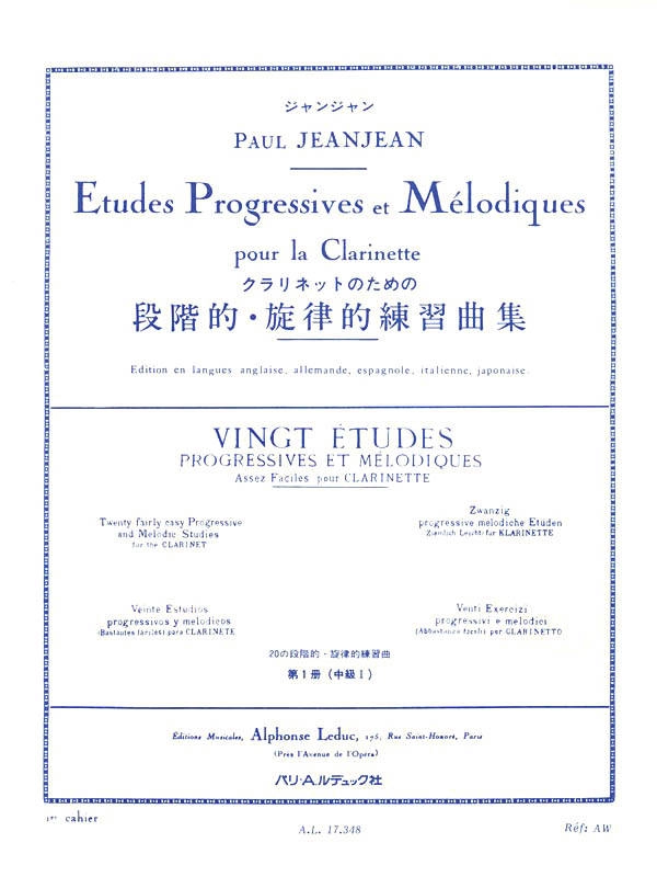 Vingt Etudes Progressives et Melodiques, Volume 1 - Jeanjean - Clarinet - Book