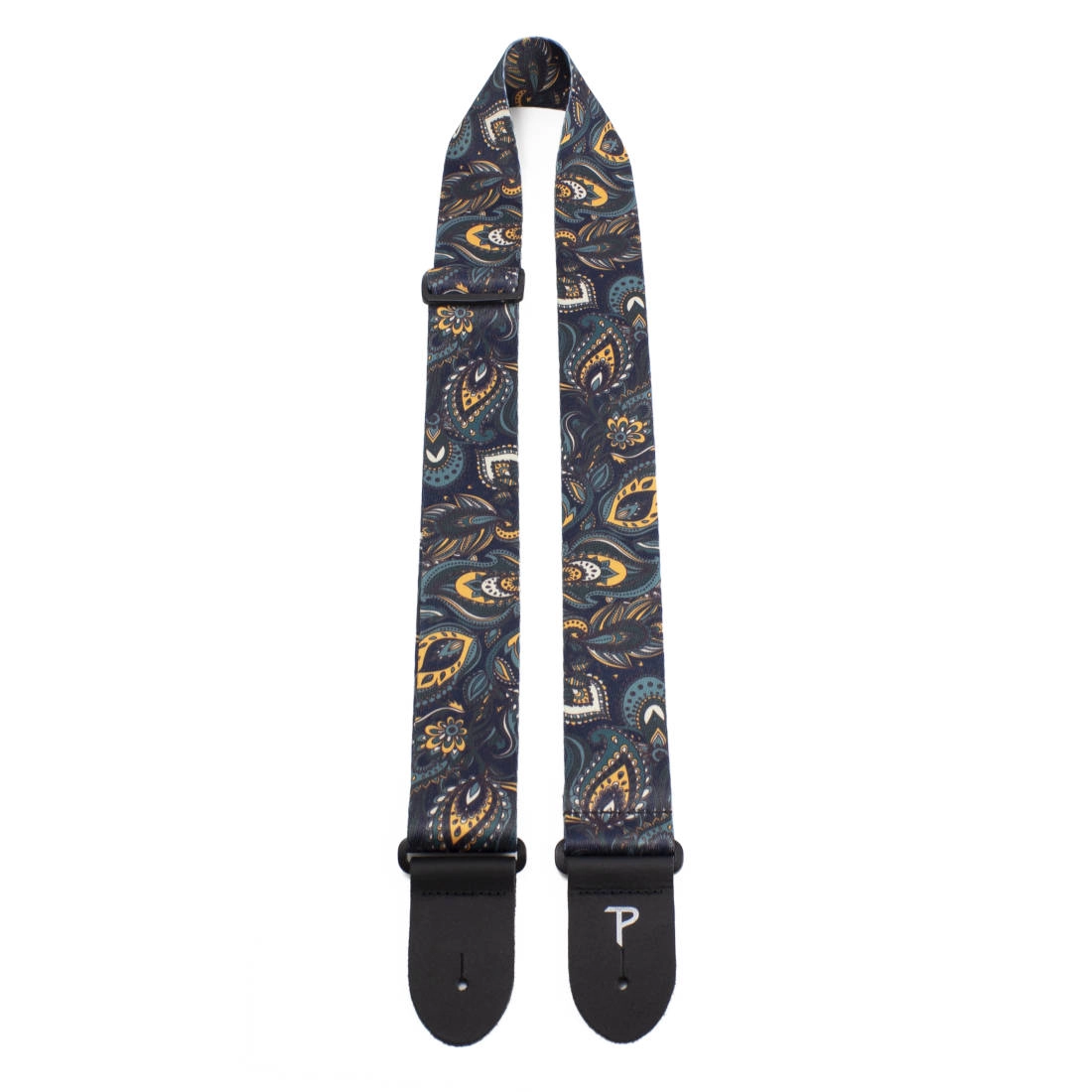 2\'\' Polyester Guitar Strap - Paisley Navy/Teal/Orange