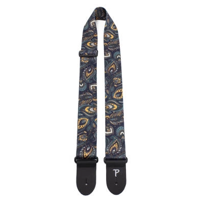 Perris Leathers Ltd - 2 Polyester Guitar Strap - Paisley Navy/Teal/Orange