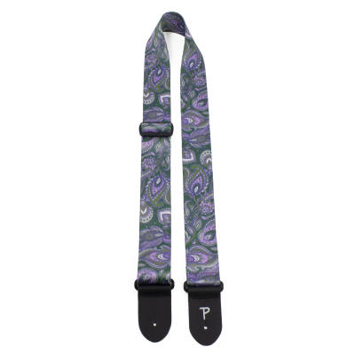 Perris Leathers Ltd - 2 Polyester Guitar Strap - Paisley Green/Olive/Lavender