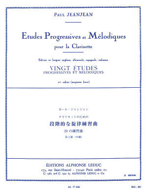 Alphonse Leduc - Vingt Etudes Progressives et Melodiques, Volume 2 - Jeanjean - Clarinet - Book