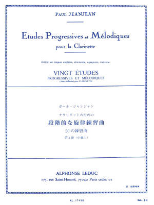 Alphonse Leduc - Vingt Etudes Progressives et Melodiques, Volume 3 - Jeanjean - Clarinet - Book