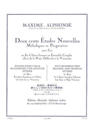 Deux cents Etudes Nouvelles Melodiques et Progressives Pour Cor, Cahier 1: 70 Etudes Tres Faciles - Maxime-Alphonse - Horn - Book