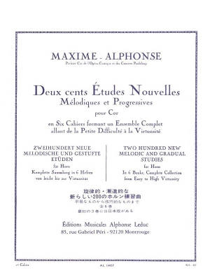 Alphonse Leduc - Deux cents Etudes Nouvelles Melodiques et Progressives Pour Cor, Cahier 1: 70 Etudes Tres Faciles - Maxime-Alphonse - Horn - Book