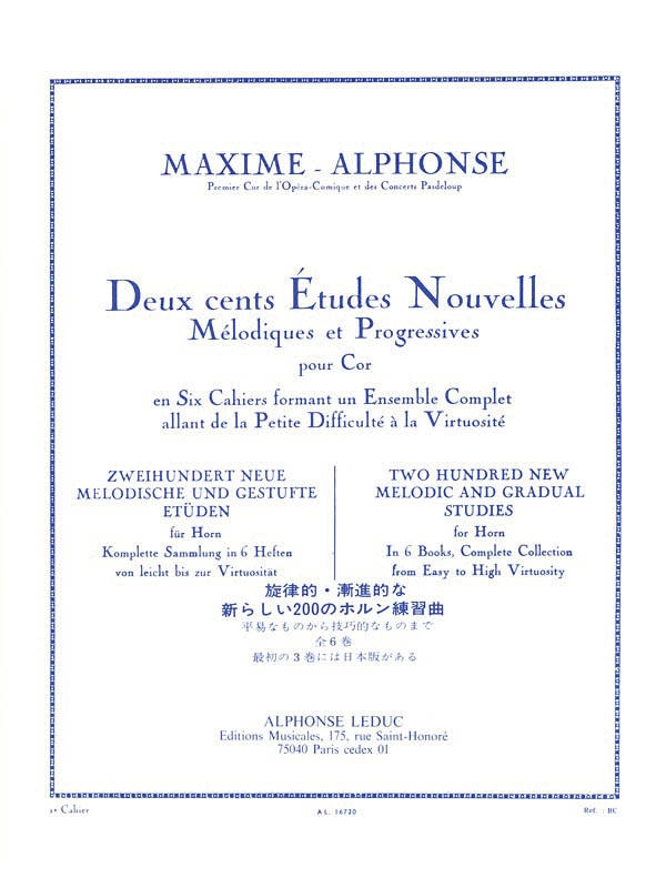 Deux cents Etudes Nouvelles Melodiques et Progressives Pour Cor, Cahier 2: 40 Etudes Faciles - Maxime-Alphonse - Horn - Book