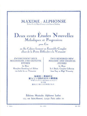 Alphonse Leduc - Deux cents Etudes Nouvelles Melodiques et Progressives Pour Cor, Cahier 3: 40 Etudes Moyenne Force - Maxime-Alphonse - Horn - Book