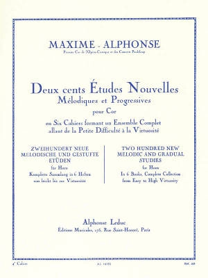 Alphonse Leduc - Deux cents Etudes Nouvelles Melodiques et Progressives Pour Cor, Cahier 4: 20 Etudes Difficiles - Maxime-Alphonse - Horn - Book