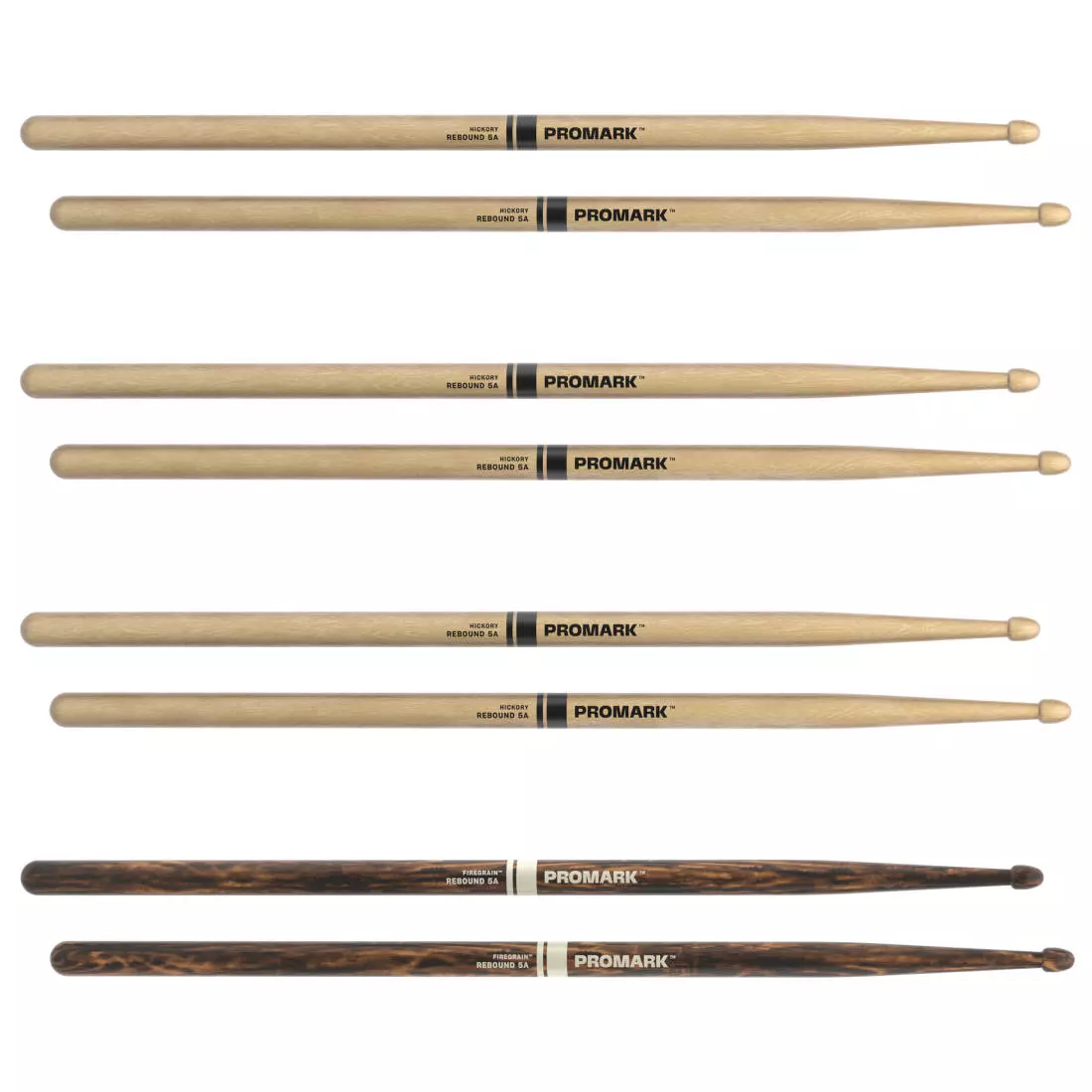 Rebound Lacquered Hickory Drumsticks (4-Pack) - 5A