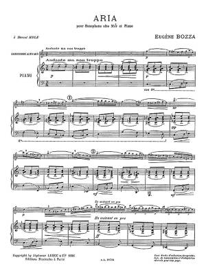 Aria - Bozza - Alto Saxophone/Piano - Sheet Music