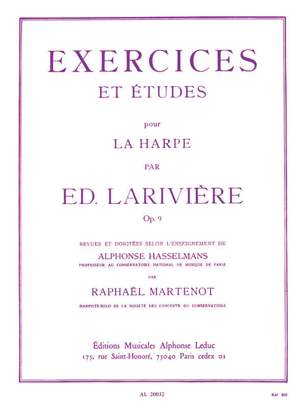 Exercices et Etudes pour la Harpe, Op. 9 - Lariviere - Harp - Book