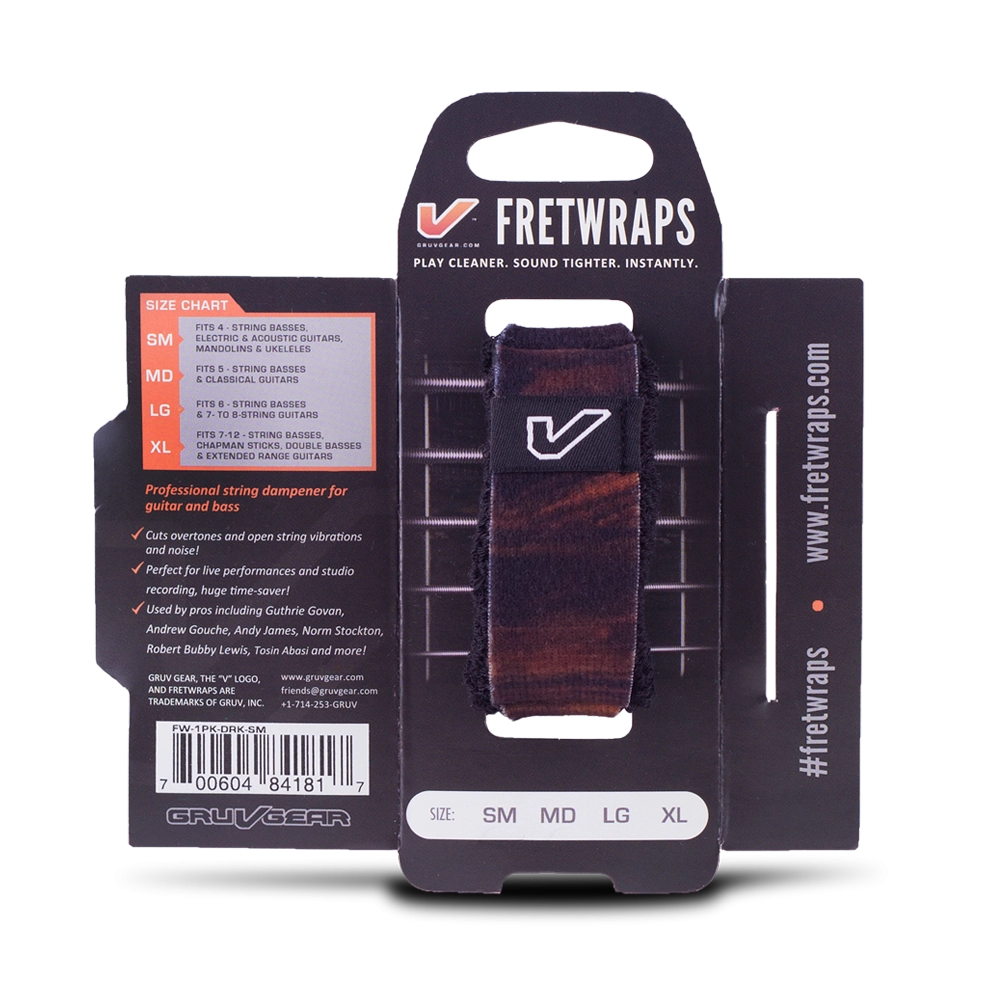 FretWraps String Muter/Dampener (1-Pack) Large, Walnut