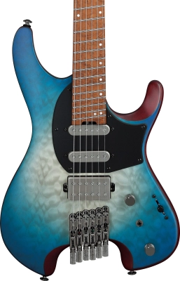 QX54QM Headless Electric Guitar with Gigbag - Blue Sphere Burst Flat