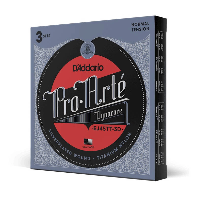 EJ45TT Pro-Arte DynaCore Classical Guitar Strings - Normal Tension, 3 Pack