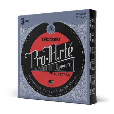 DAddario - EJ45TT Pro-Arte DynaCore Classical Guitar Strings - Normal Tension, 3 Pack