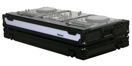 Coffre noir avec panneau DEL et roulettes pour table de mixage DJ 10\'\' et lecteurs multim�dia