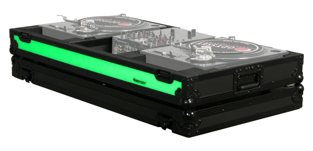 Black Coffin Case with LED Panel and Wheels for 10\'\' DJ Mixer and Turntables