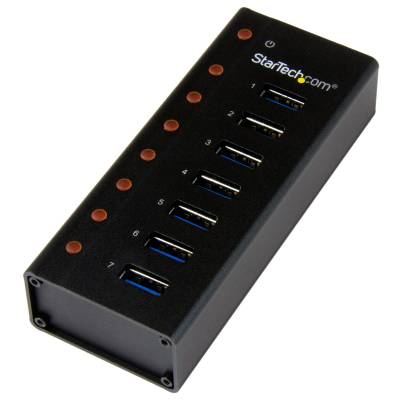 StarTech - 7-Port USB 3.0 Hub - Desktop or Wall-Mountable Metal Enclosure