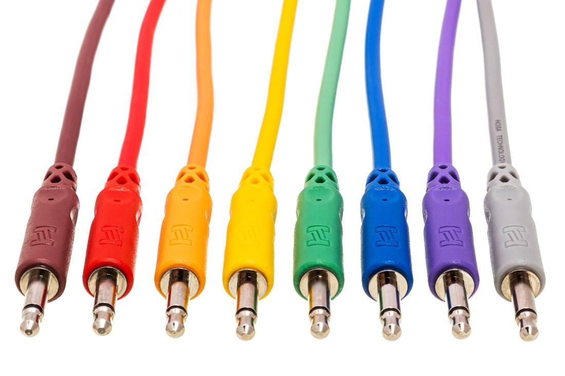 36\'\' Mono 3.5mm Coloured Patch Cables (8 Pack)