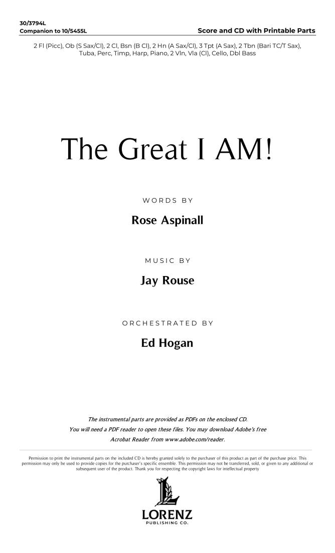 The Great I AM! - Aspinall/Rouse - Orchestral Score, CD w/Printable Parts