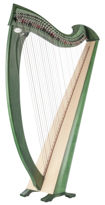 Una Professional Lever Harp, 38 String - Green