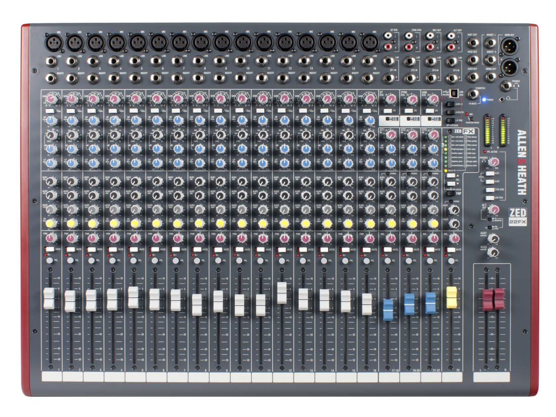 Allen & Heath ZED-22FX 22-Channel Live And Studio Mixer With USB ...