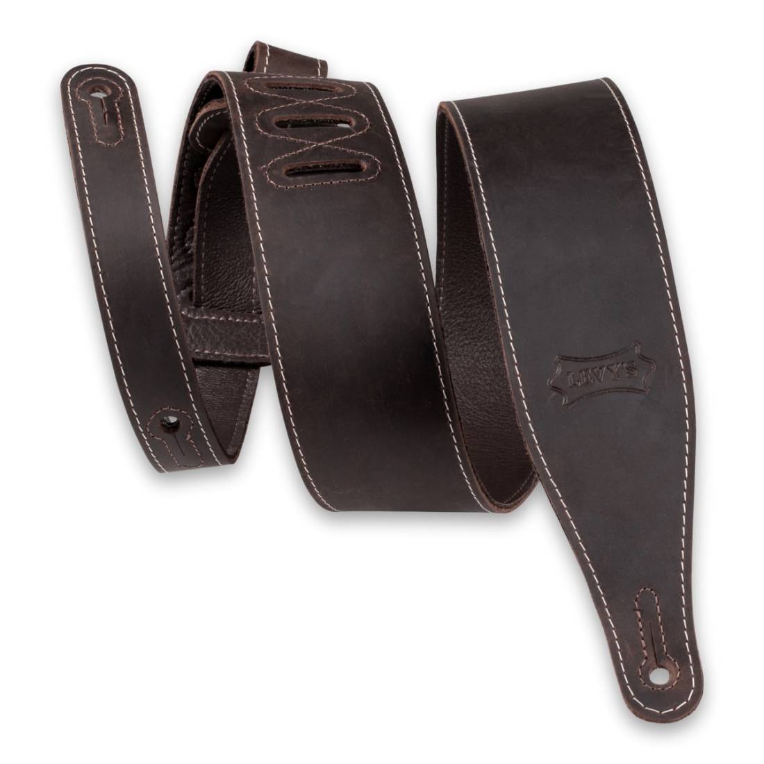 2.5\'\' Pull-up Butter Leather Guitar Strap - Dark Brown