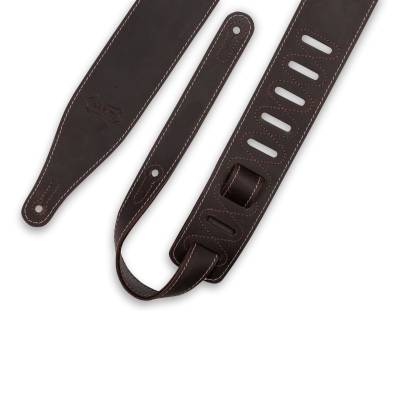 2.5\'\' Pull-up Butter Leather Guitar Strap - Dark Brown