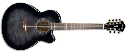 AEL Series 7 String Acoustic Guitar - Transparent Black Sunburst