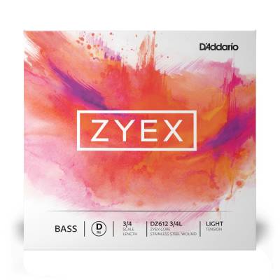 DAddario Orchestral - Zyex Bass Single D String, 3/4 Scale - Light Tension