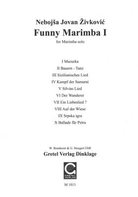 Funny Marimba Book I - Zivkovic - Marimba - Book