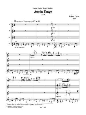 Austin Tango - Dyens - Classical Guitar Quartet - Score/Parts