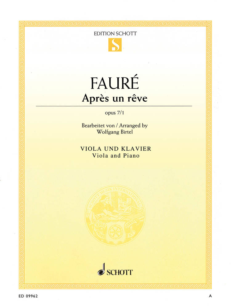 Apres Un Reve, Op.7, No.1 - Faure/Birtel - Viola/Piano