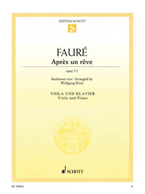 Schott - Apres Un Reve, Op.7, No.1 - Faure/Birtel - Viola/Piano
