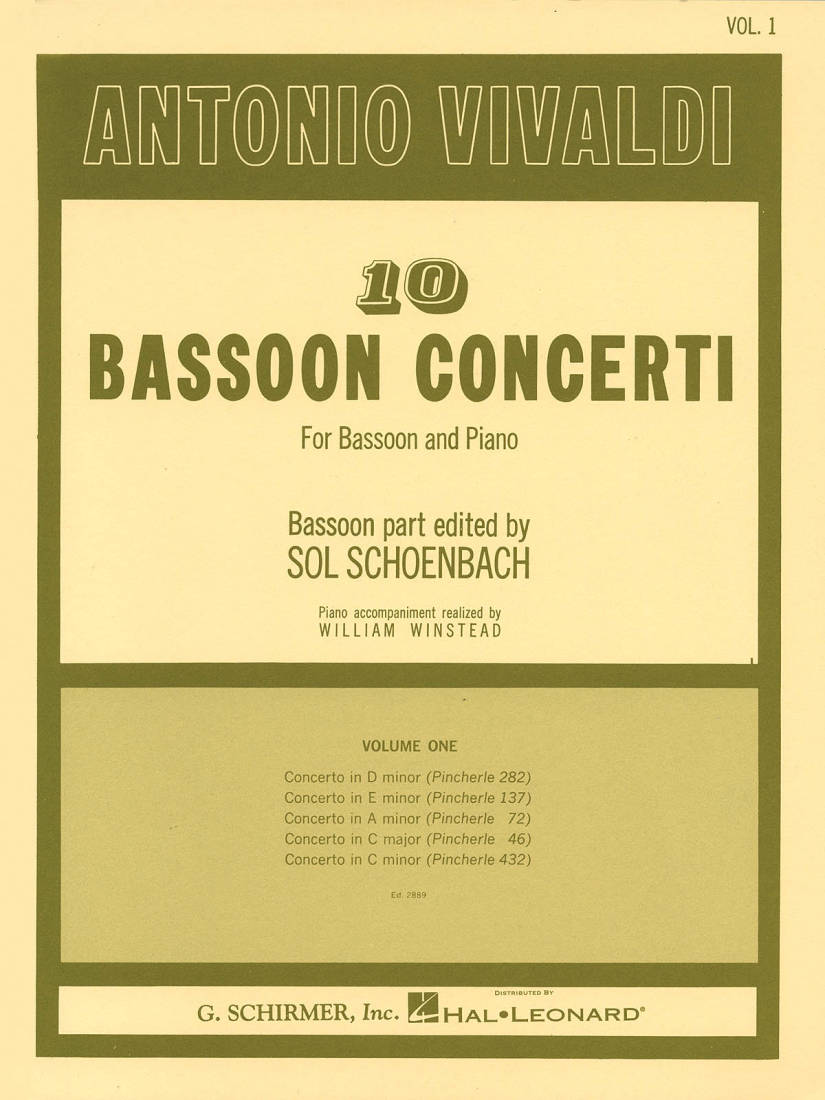 10 Bassoon Concerti, Vol. 1 - Vivaldi/Schoenbach - Bassoon/Piano - Book