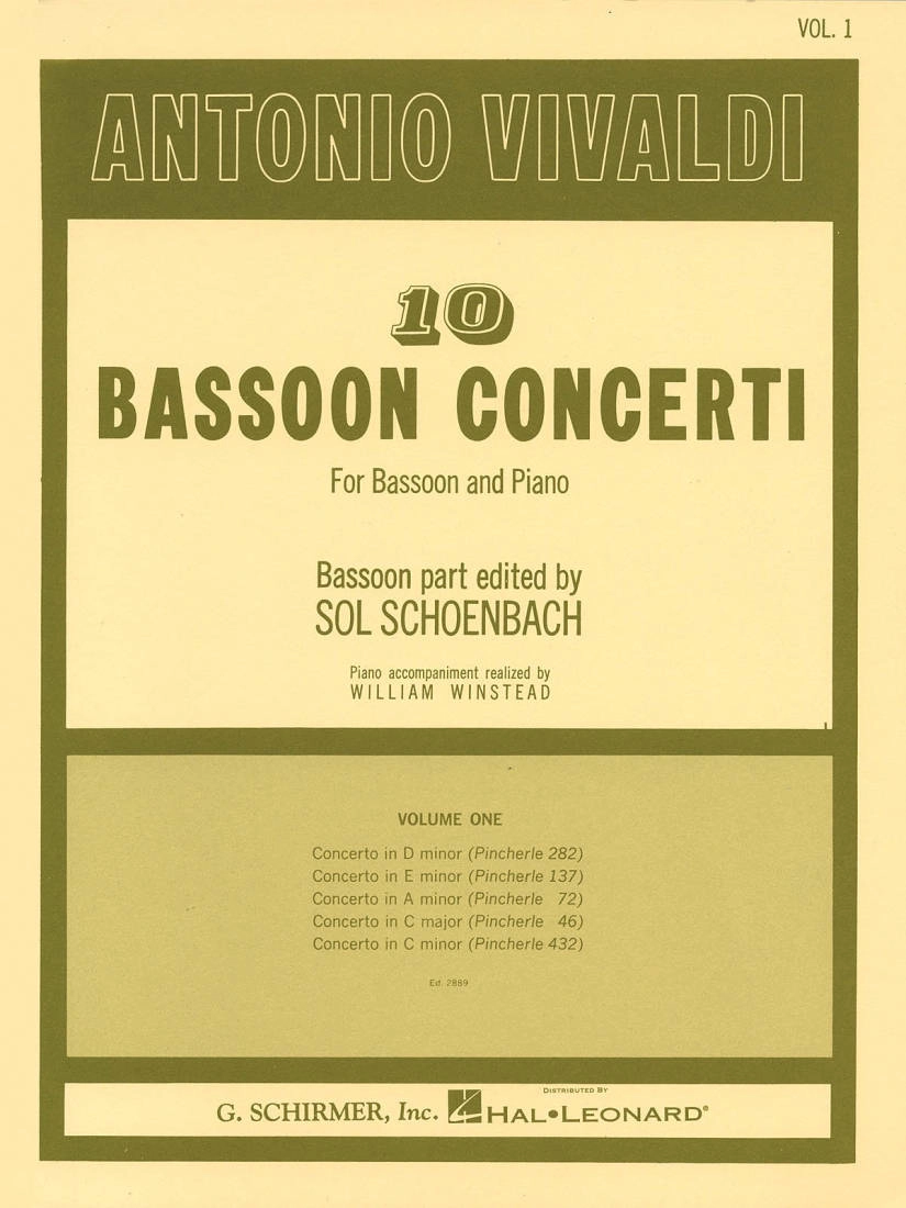 10 Bassoon Concerti, Vol. 1 - Vivaldi/Schoenbach - Bassoon/Piano - Book