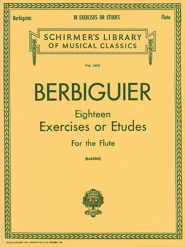 Eighteen Exercises or Etudes - Berbiguier/Barrere - Flute - Book