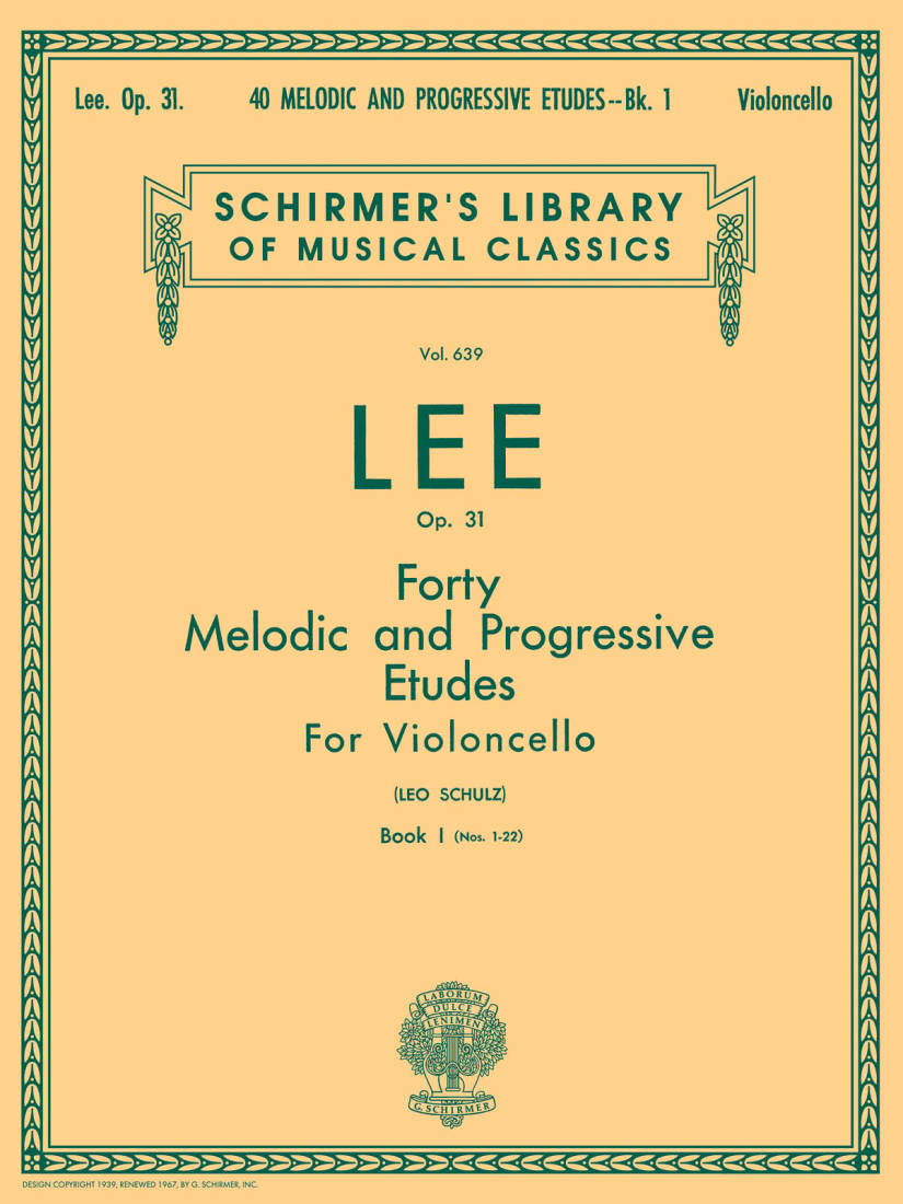 40 Melodic and Progressive Etudes Op. 31, Book 1 - Lee/Schultz - Cello - Book