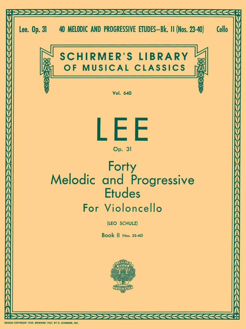 40 Melodic and Progressive Etudes Op. 31, Book 2 - Lee/Schultz - Cello - Book