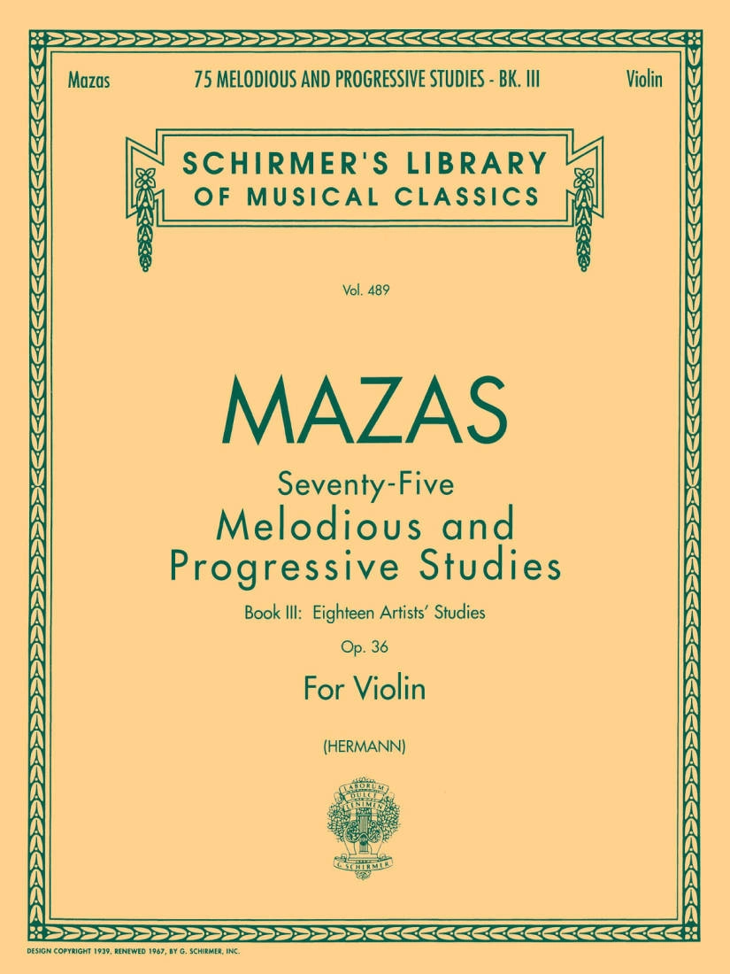 75 Melodious and Progressive Studies Op. 36, Book 3 - Mazas/Herrmann - Violin - Book