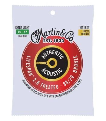 Authentic Acoustic Lifespan 2.0 Guitar Strings 80/20 Bronze - Extra Light 12-String 10-47