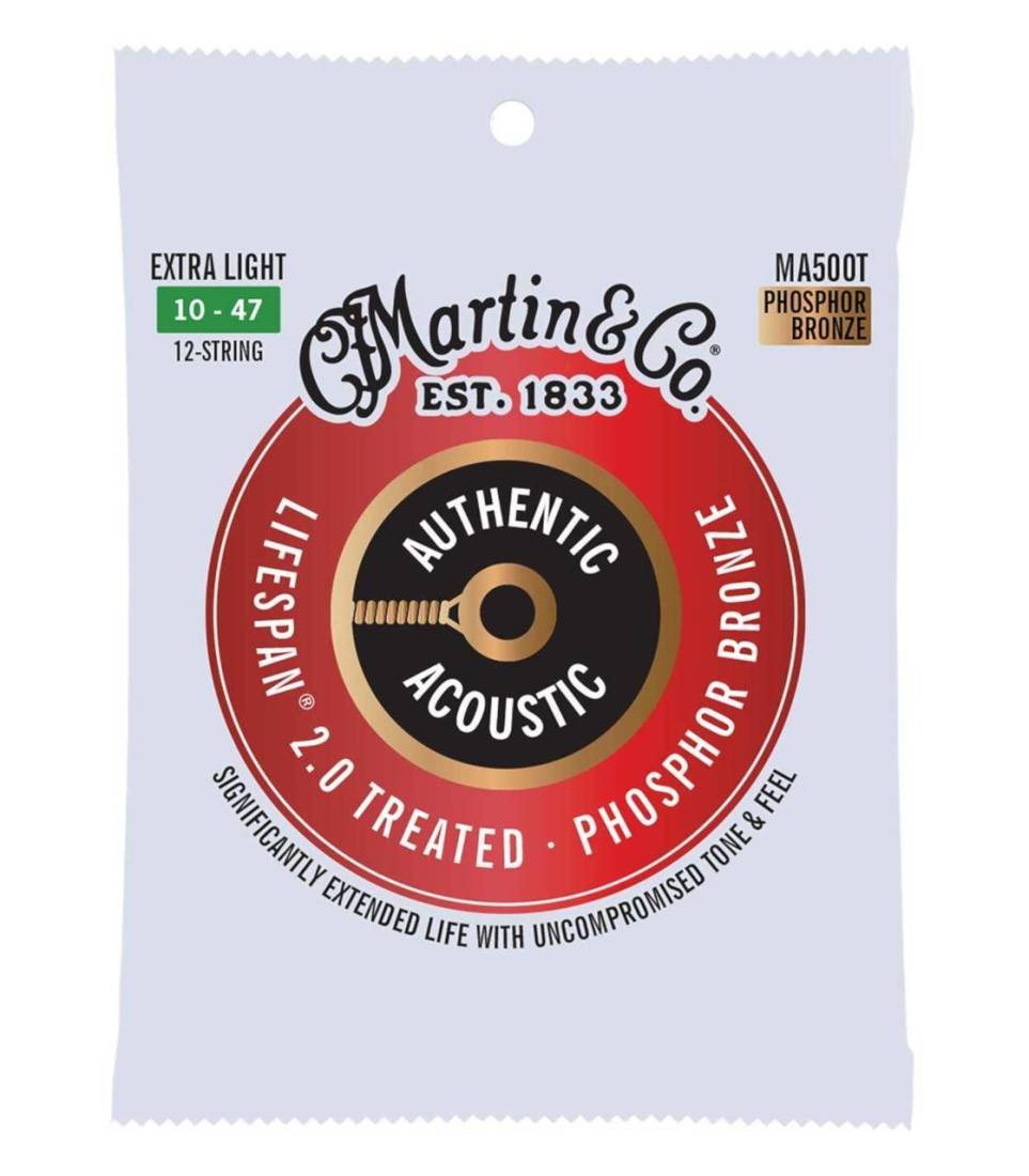 Authentic Acoustic Lifespan 2.0 Guitar Strings - 92/8 Phosphor Bronze - Extra Light 12-String 10-47