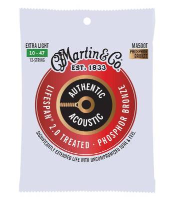 Martin Guitars - Authentic Acoustic Lifespan 2.0 Guitar Strings - 92/8 Phosphor Bronze - Extra Light 12-String 10-47