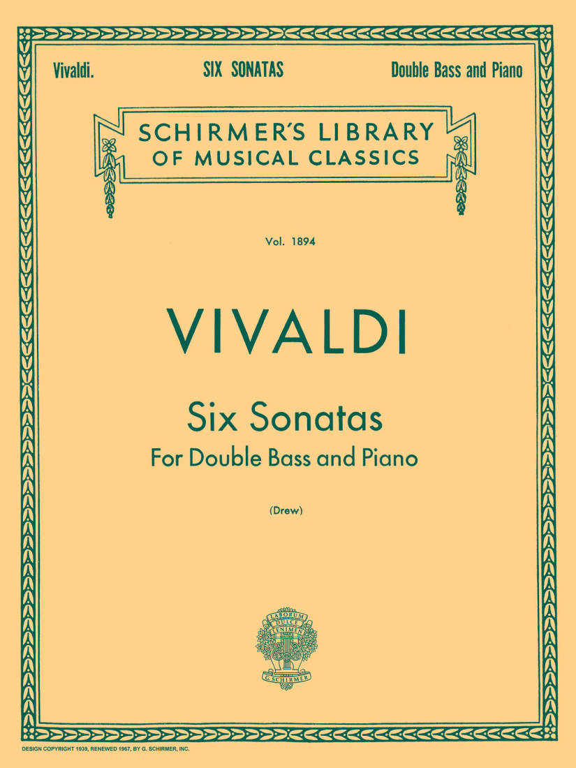 Six Sonatas - Vivaldi/Drew - Double Bass/Piano - Book