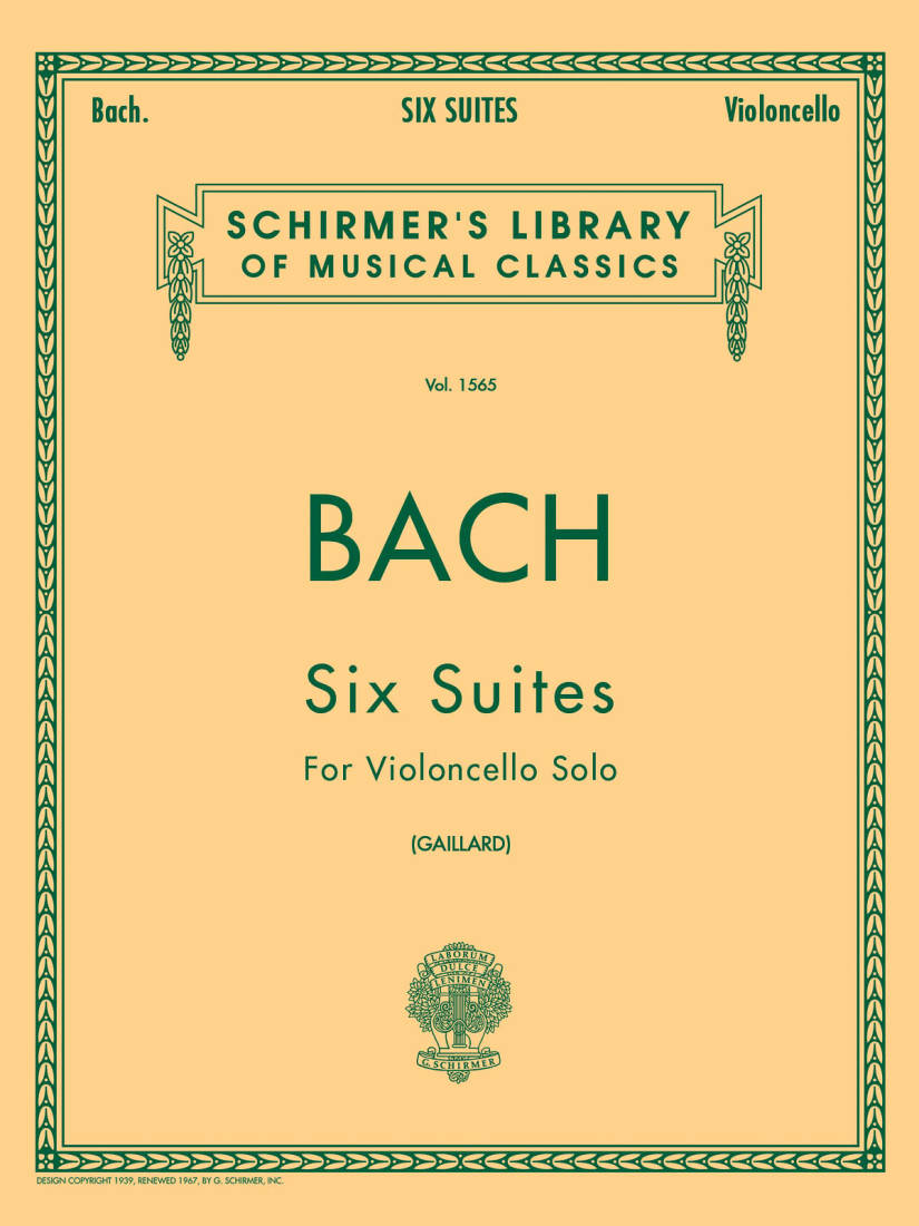 6 Suites - Bach/Gaillard - Cello - Book