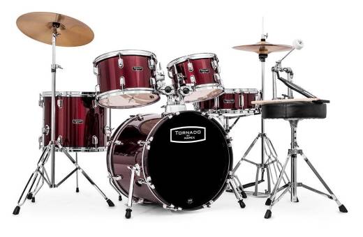 Mapex - Tornado 5-Piece Drum Kit (22,10,12,16,SD) with Cymbals and Hardware - Burgundy